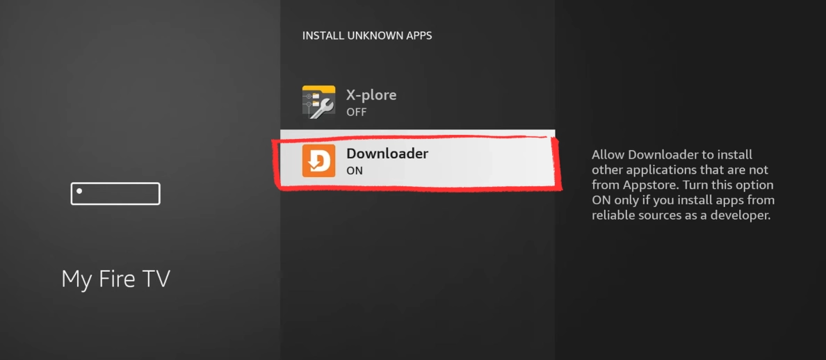 Toggle Downloader to ON under Install Unknown Apps