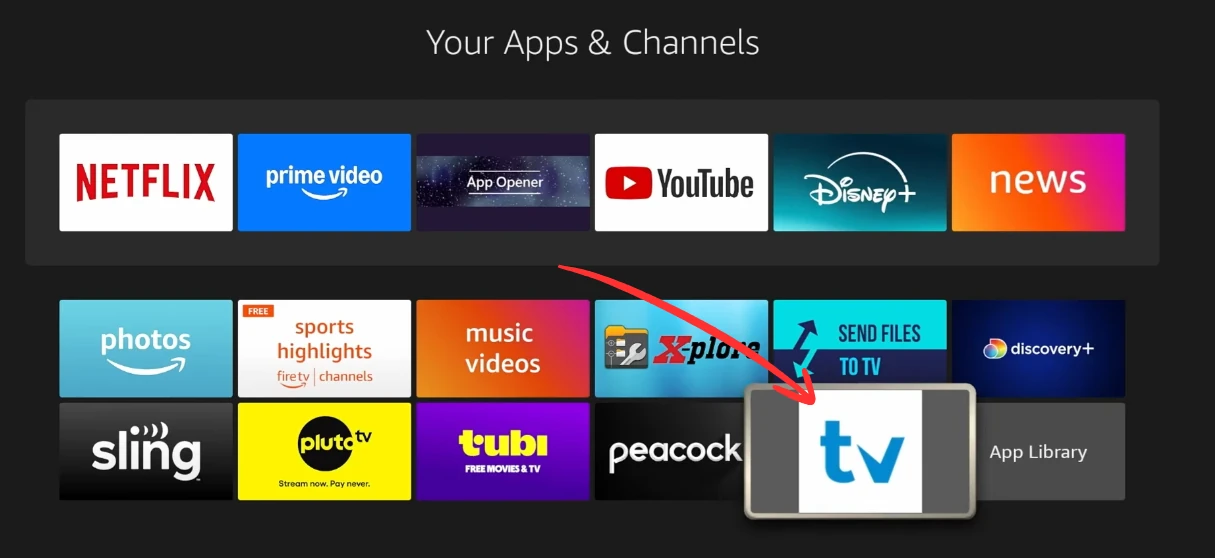 TiviMate open on Fire Stick with channels loaded