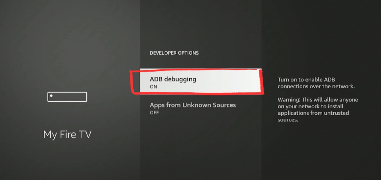 Enable ADB Debugging in Fire Stick developer options