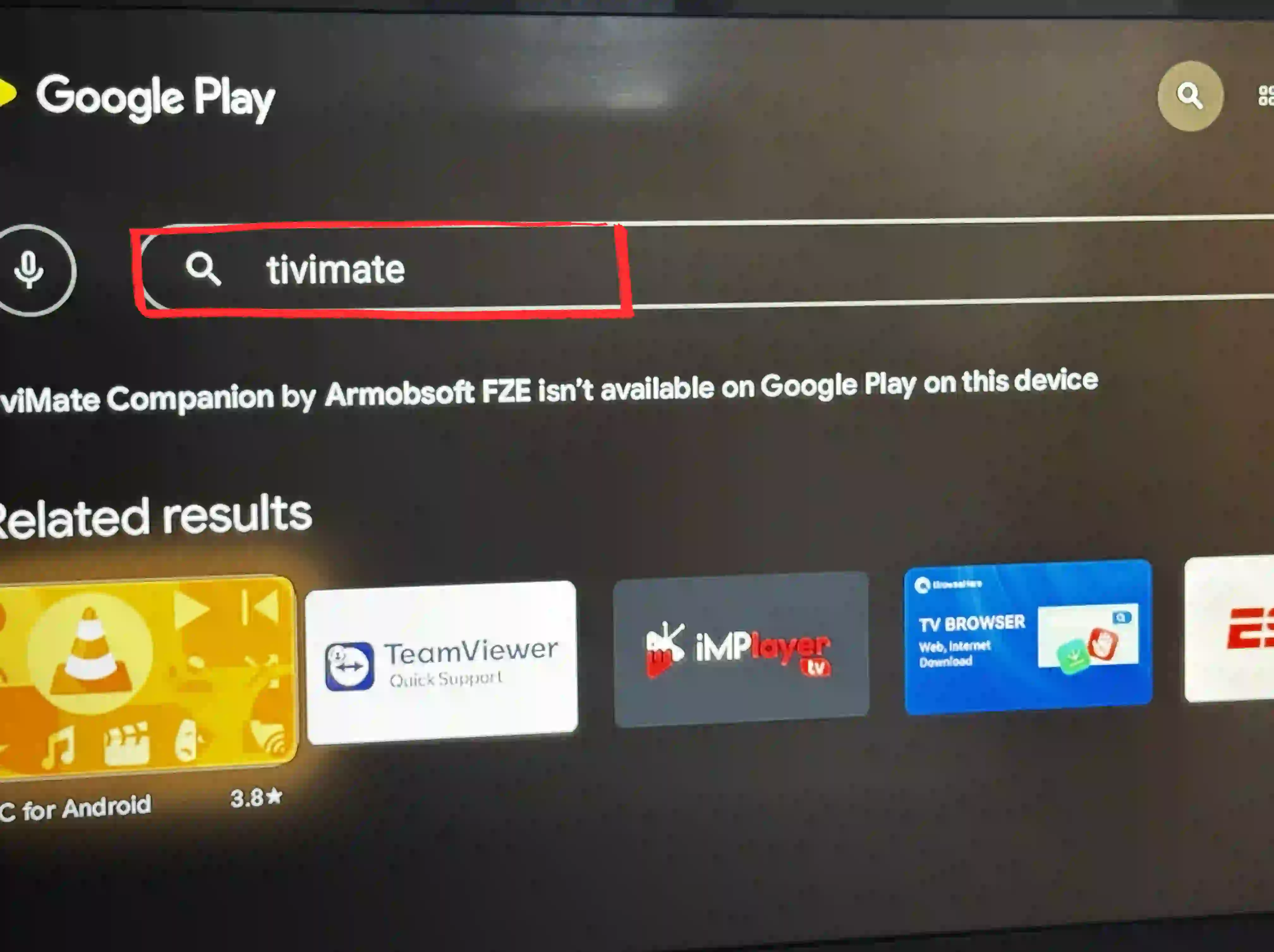TiviMate not available on Google Play on Android TV box