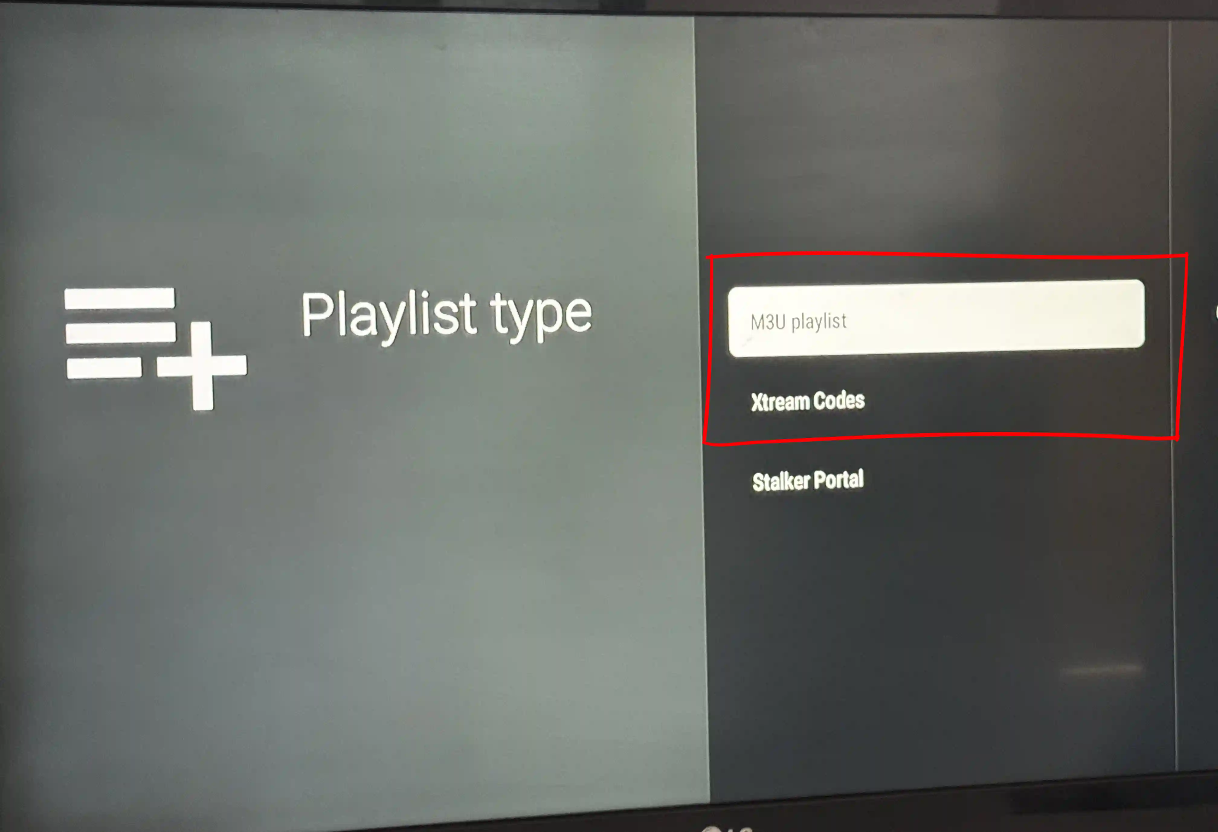 Choose Xtream Codes or M3U in TiviMate on Android TV box